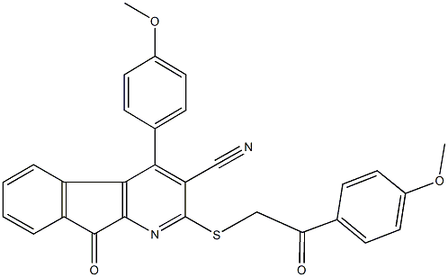 4-(4-methoxyphenyl)-2-{[2-(4-methoxyphenyl)-2-oxoethyl]sulfanyl}-9-oxo-9H-indeno[2,1-b]pyridine-3-carbonitrile 结构式