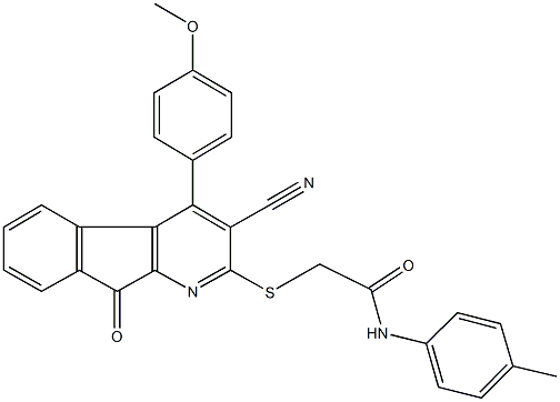 2-{[3-cyano-4-(4-methoxyphenyl)-9-oxo-9H-indeno[2,1-b]pyridin-2-yl]sulfanyl}-N-(4-methylphenyl)acetamide|