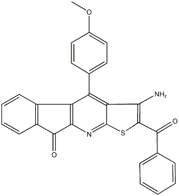 3-amino-2-benzoyl-4-(4-methoxyphenyl)-9H-indeno[2,1-b]thieno[3,2-e]pyridin-9-one,496784-72-6,结构式