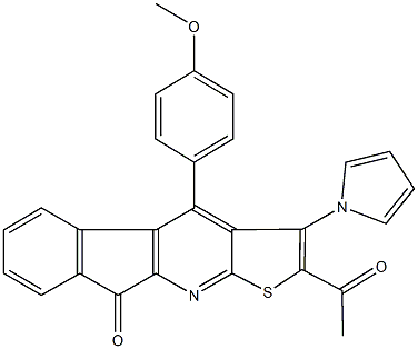 2-acetyl-4-(4-methoxyphenyl)-3-(1H-pyrrol-1-yl)-9H-indeno[2,1-b]thieno[3,2-e]pyridin-9-one 结构式