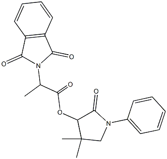 4,4-dimethyl-2-oxo-1-phenyl-3-pyrrolidinyl 2-(1,3-dioxo-1,3-dihydro-2H-isoindol-2-yl)propanoate Struktur