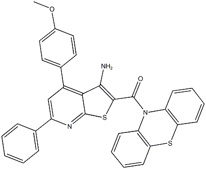 4-(4-methoxyphenyl)-2-(10H-phenothiazin-10-ylcarbonyl)-6-phenylthieno[2,3-b]pyridin-3-amine Struktur