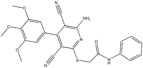 2-{[6-amino-3,5-dicyano-4-(3,4,5-trimethoxyphenyl)pyridin-2-yl]sulfanyl}-N-phenylacetamide|