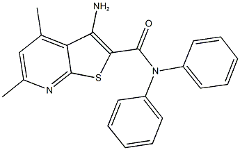 3-amino-4,6-dimethyl-N,N-diphenylthieno[2,3-b]pyridine-2-carboxamide Struktur