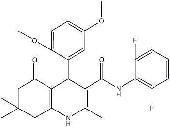 N-(2,6-difluorophenyl)-4-(2,5-dimethoxyphenyl)-2,7,7-trimethyl-5-oxo-1,4,5,6,7,8-hexahydro-3-quinolinecarboxamide Struktur