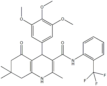 2,7,7-trimethyl-5-oxo-N-[2-(trifluoromethyl)phenyl]-4-(3,4,5-trimethoxyphenyl)-1,4,5,6,7,8-hexahydro-3-quinolinecarboxamide 结构式