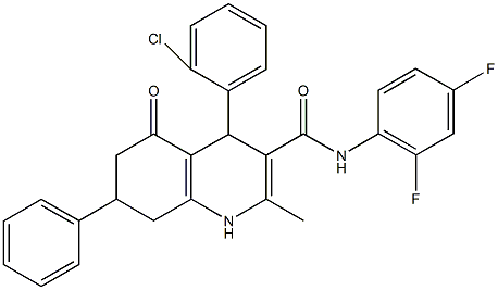 4-(2-chlorophenyl)-N-(2,4-difluorophenyl)-2-methyl-5-oxo-7-phenyl-1,4,5,6,7,8-hexahydro-3-quinolinecarboxamide 化学構造式