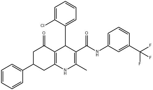 4-(2-chlorophenyl)-2-methyl-5-oxo-7-phenyl-N-[3-(trifluoromethyl)phenyl]-1,4,5,6,7,8-hexahydro-3-quinolinecarboxamide Structure