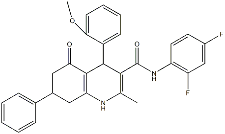 N-(2,4-difluorophenyl)-4-(2-methoxyphenyl)-2-methyl-5-oxo-7-phenyl-1,4,5,6,7,8-hexahydro-3-quinolinecarboxamide Structure