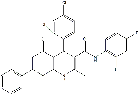 4-(2,4-dichlorophenyl)-N-(2,4-difluorophenyl)-2-methyl-5-oxo-7-phenyl-1,4,5,6,7,8-hexahydro-3-quinolinecarboxamide Structure