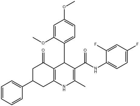 496786-29-9 N-(2,4-difluorophenyl)-4-(2,4-dimethoxyphenyl)-2-methyl-5-oxo-7-phenyl-1,4,5,6,7,8-hexahydro-3-quinolinecarboxamide