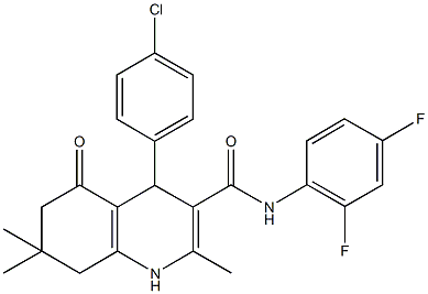 4-(4-chlorophenyl)-N-(2,4-difluorophenyl)-2,7,7-trimethyl-5-oxo-1,4,5,6,7,8-hexahydro-3-quinolinecarboxamide 结构式
