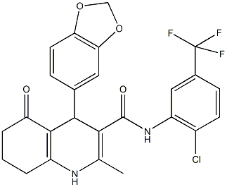 4-(1,3-benzodioxol-5-yl)-N-[2-chloro-5-(trifluoromethyl)phenyl]-2-methyl-5-oxo-1,4,5,6,7,8-hexahydro-3-quinolinecarboxamide Structure