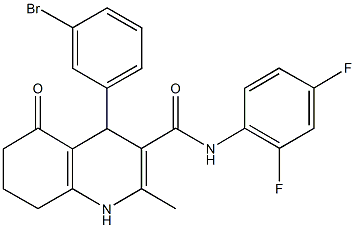 4-(3-bromophenyl)-N-(2,4-difluorophenyl)-2-methyl-5-oxo-1,4,5,6,7,8-hexahydro-3-quinolinecarboxamide,496786-65-3,结构式