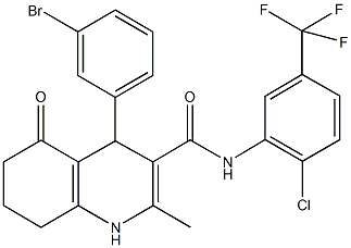 4-(3-bromophenyl)-N-[2-chloro-5-(trifluoromethyl)phenyl]-2-methyl-5-oxo-1,4,5,6,7,8-hexahydro-3-quinolinecarboxamide Struktur