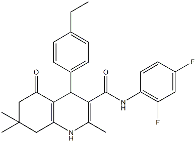 N-(2,4-difluorophenyl)-4-(4-ethylphenyl)-2,7,7-trimethyl-5-oxo-1,4,5,6,7,8-hexahydro-3-quinolinecarboxamide Struktur
