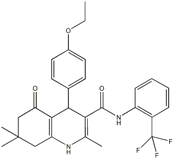 4-(4-ethoxyphenyl)-2,7,7-trimethyl-5-oxo-N-[2-(trifluoromethyl)phenyl]-1,4,5,6,7,8-hexahydro-3-quinolinecarboxamide Struktur