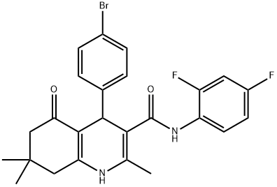 4-(4-bromophenyl)-N-(2,4-difluorophenyl)-2,7,7-trimethyl-5-oxo-1,4,5,6,7,8-hexahydro-3-quinolinecarboxamide,496786-78-8,结构式