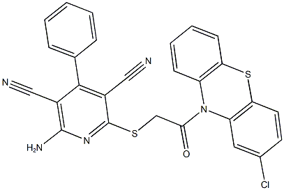 496787-05-4 2-amino-6-{[2-(2-chloro-10H-phenothiazin-10-yl)-2-oxoethyl]sulfanyl}-4-phenyl-3,5-pyridinedicarbonitrile