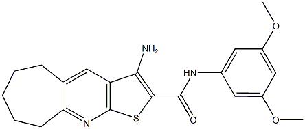 3-amino-N-(3,5-dimethoxyphenyl)-6,7,8,9-tetrahydro-5H-cyclohepta[b]thieno[3,2-e]pyridine-2-carboxamide 化学構造式