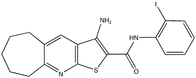 3-amino-N-(2-iodophenyl)-6,7,8,9-tetrahydro-5H-cyclohepta[b]thieno[3,2-e]pyridine-2-carboxamide 结构式