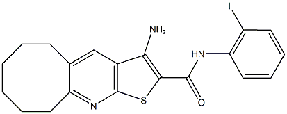 3-amino-N-(2-iodophenyl)-5,6,7,8,9,10-hexahydrocycloocta[b]thieno[3,2-e]pyridine-2-carboxamide,496788-17-1,结构式