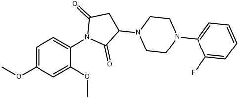 1-(2,4-dimethoxyphenyl)-3-[4-(2-fluorophenyl)piperazin-1-yl]pyrrolidine-2,5-dione,496796-78-2,结构式