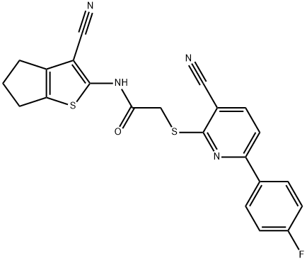 N-(3-cyano-5,6-dihydro-4H-cyclopenta[b]thien-2-yl)-2-{[3-cyano-6-(4-fluorophenyl)pyridin-2-yl]sulfanyl}acetamide Structure