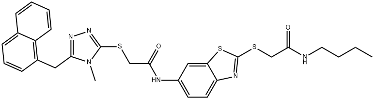 N-(2-{[2-(butylamino)-2-oxoethyl]sulfanyl}-1,3-benzothiazol-6-yl)-2-{[4-methyl-5-(1-naphthylmethyl)-4H-1,2,4-triazol-3-yl]sulfanyl}acetamide,496798-45-9,结构式