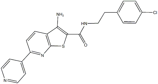 3-amino-N-[2-(4-chlorophenyl)ethyl]-6-pyridin-4-ylthieno[2,3-b]pyridine-2-carboxamide 结构式