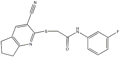 2-[(3-cyano-6,7-dihydro-5H-cyclopenta[b]pyridin-2-yl)sulfanyl]-N-(3-fluorophenyl)acetamide 结构式
