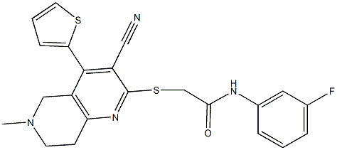 2-{[3-cyano-6-methyl-4-(2-thienyl)-5,6,7,8-tetrahydro[1,6]naphthyridin-2-yl]sulfanyl}-N-(3-fluorophenyl)acetamide|