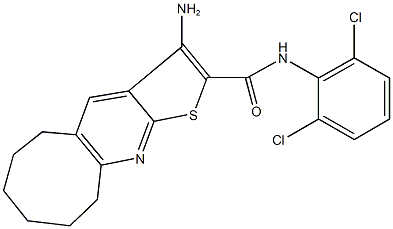 3-amino-N-(2,6-dichlorophenyl)-5,6,7,8,9,10-hexahydrocycloocta[b]thieno[3,2-e]pyridine-2-carboxamide,496804-79-6,结构式