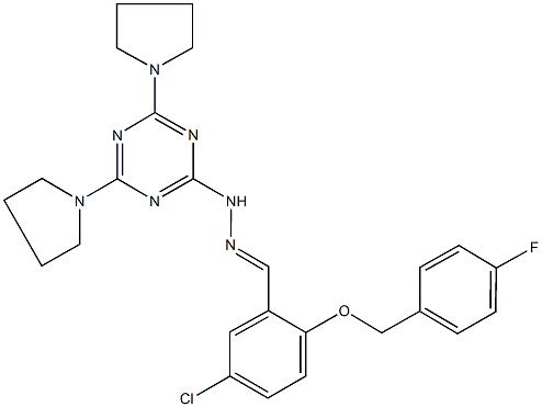 5-chloro-2-[(4-fluorobenzyl)oxy]benzaldehyde (4,6-dipyrrolidin-1-yl-1,3,5-triazin-2-yl)hydrazone Structure