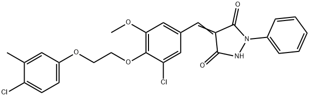 4-{3-chloro-4-[2-(4-chloro-3-methylphenoxy)ethoxy]-5-methoxybenzylidene}-1-phenyl-3,5-pyrazolidinedione,496805-68-6,结构式