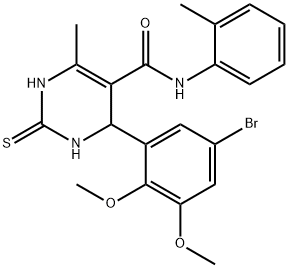 4-(5-bromo-2,3-dimethoxyphenyl)-6-methyl-N-(2-methylphenyl)-2-thioxo-1,2,3,4-tetrahydro-5-pyrimidinecarboxamide Structure