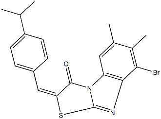 8-bromo-2-(4-isopropylbenzylidene)-6,7-dimethyl[1,3]thiazolo[3,2-a]benzimidazol-3(2H)-one Struktur