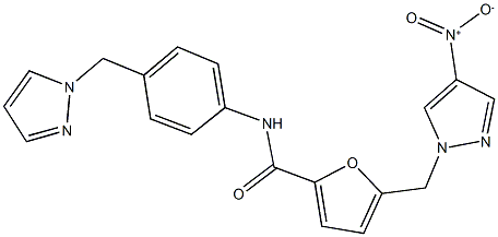 5-({4-nitro-1H-pyrazol-1-yl}methyl)-N-[4-(1H-pyrazol-1-ylmethyl)phenyl]-2-furamide 结构式