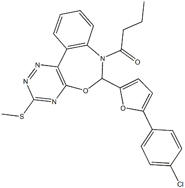 7-butyryl-6-[5-(4-chlorophenyl)-2-furyl]-6,7-dihydro[1,2,4]triazino[5,6-d][3,1]benzoxazepin-3-yl methyl sulfide Structure