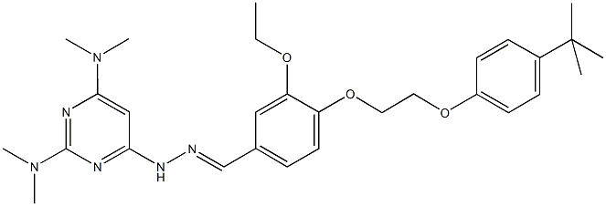 4-[2-(4-tert-butylphenoxy)ethoxy]-3-ethoxybenzaldehyde [2,6-bis(dimethylamino)-4-pyrimidinyl]hydrazone 化学構造式