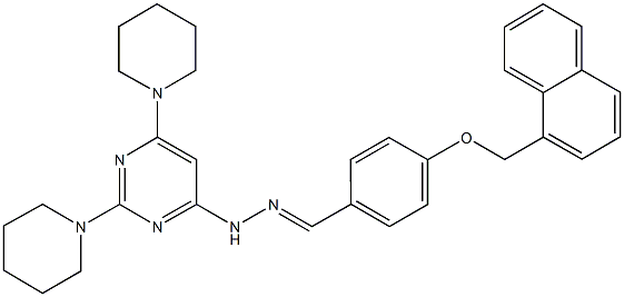 4-(1-naphthylmethoxy)benzaldehyde [2,6-di(1-piperidinyl)-4-pyrimidinyl]hydrazone Structure