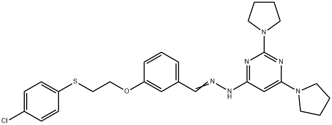 3-{2-[(4-chlorophenyl)sulfanyl]ethoxy}benzaldehyde (2,6-dipyrrolidin-1-ylpyrimidin-4-yl)hydrazone,496844-69-0,结构式