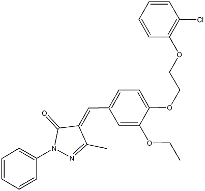 4-{4-[2-(2-chlorophenoxy)ethoxy]-3-ethoxybenzylidene}-5-methyl-2-phenyl-2,4-dihydro-3H-pyrazol-3-one,496844-82-7,结构式
