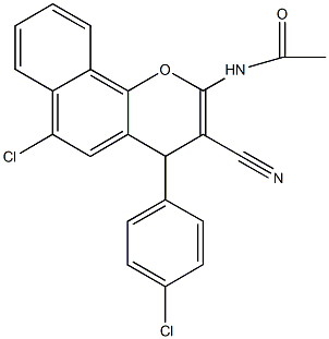 N-[6-chloro-4-(4-chlorophenyl)-3-cyano-4H-benzo[h]chromen-2-yl]acetamide Structure