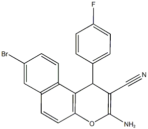 3-amino-8-bromo-1-(4-fluorophenyl)-1H-benzo[f]chromene-2-carbonitrile Struktur