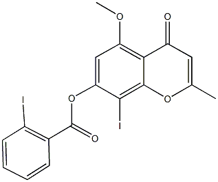 8-iodo-5-methoxy-2-methyl-4-oxo-4H-chromen-7-yl 2-iodobenzoate Struktur