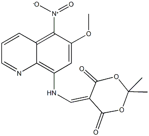 5-[({5-nitro-6-methoxy-8-quinolinyl}amino)methylene]-2,2-dimethyl-1,3-dioxane-4,6-dione Struktur