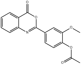 2-methoxy-4-(4-oxo-4H-3,1-benzoxazin-2-yl)phenyl acetate 化学構造式