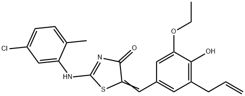 5-(3-allyl-5-ethoxy-4-hydroxybenzylidene)-2-[(5-chloro-2-methylphenyl)imino]-1,3-thiazolidin-4-one Structure