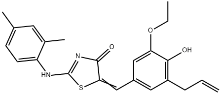 5-(3-allyl-5-ethoxy-4-hydroxybenzylidene)-2-[(2,4-dimethylphenyl)imino]-1,3-thiazolidin-4-one,496914-30-8,结构式